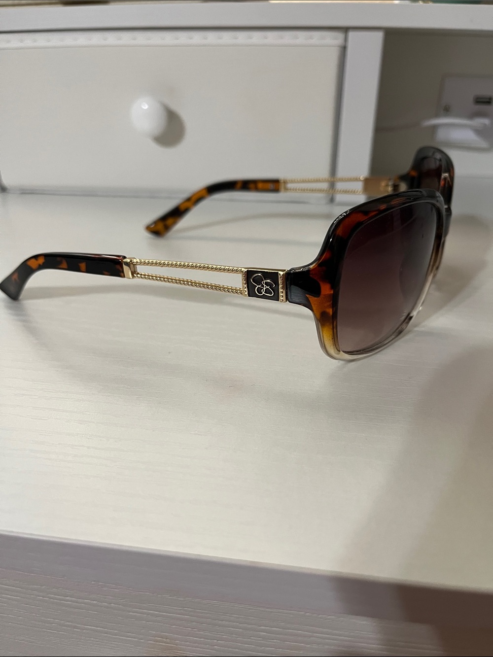 Jessica Simpson Tortoiseshell Sunglasses with Gold Accents